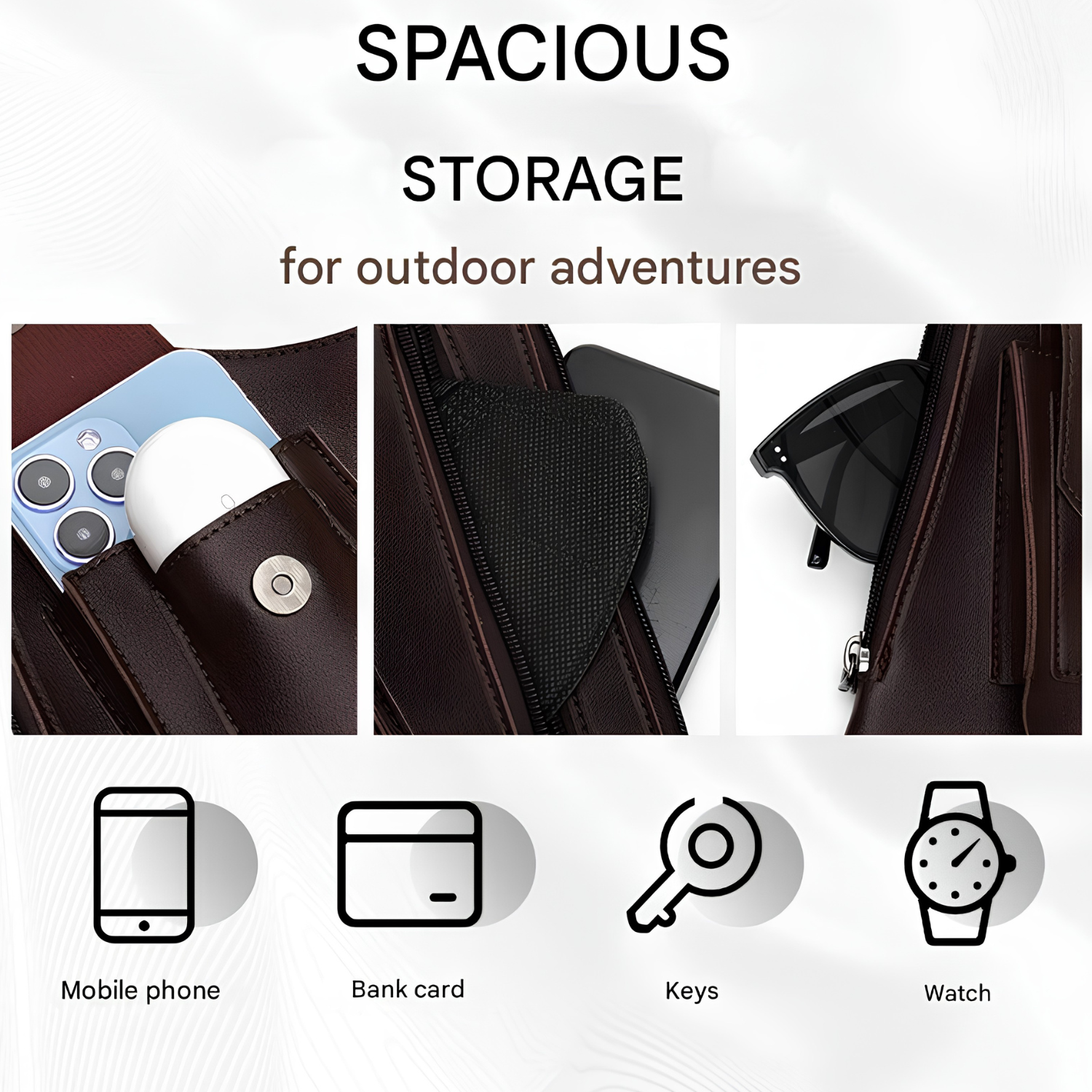 Men anti-theft crossbody shoulder bag with hidden zipper and magnetic closure
