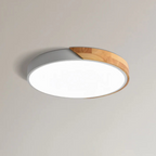 Scandinavian wood LED ceiling light, round modern indoor flush mount
