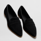Women slip-on loafers round toe flat profile in khaki grey black and leopard