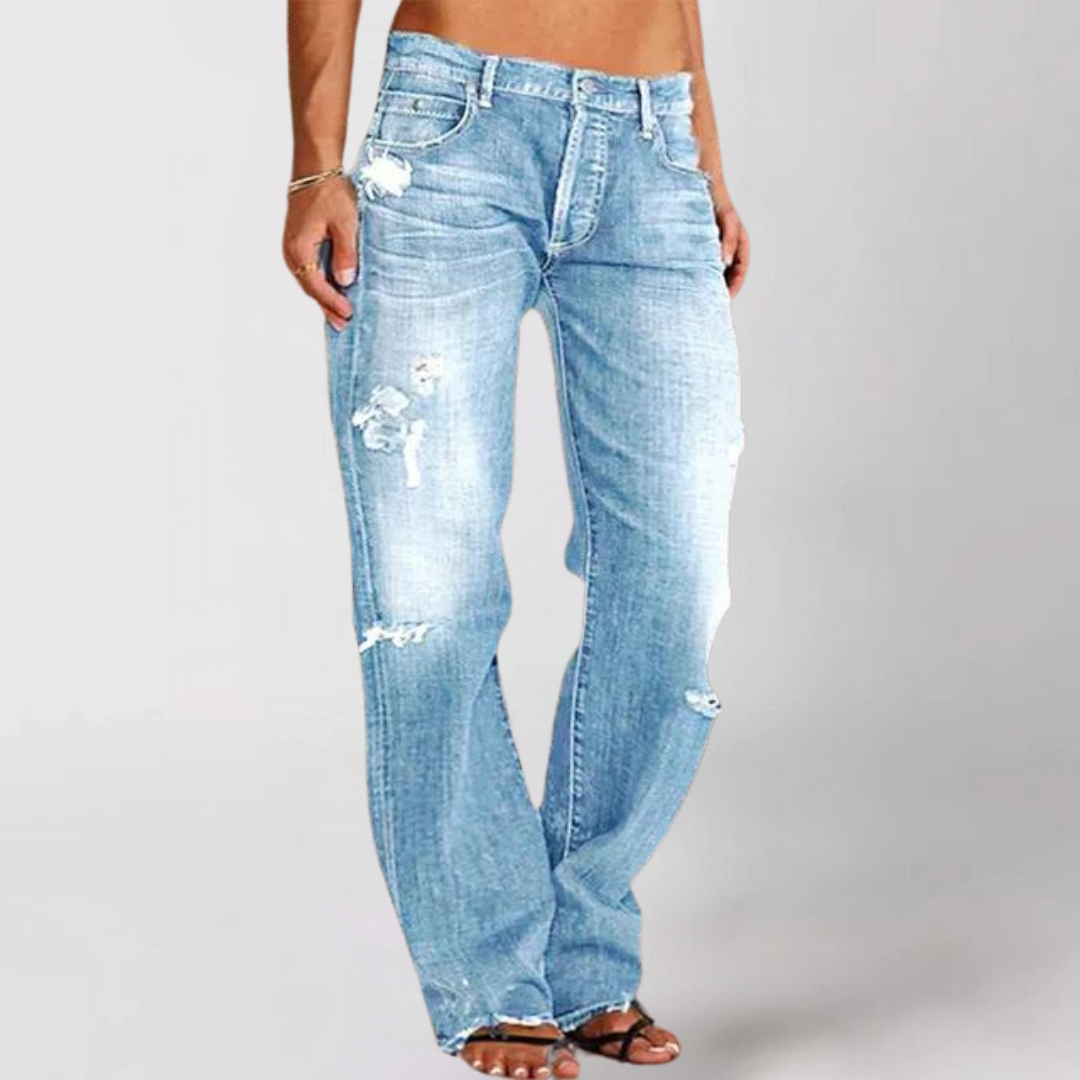 Women denim wide leg jeans relaxed fit in multiple colours