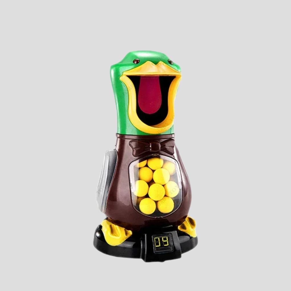 Kids air powered soft bullet shooting game with walking light up duck target set