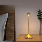 LED table lamp rechargeable aluminium cone with touch dimming, cordless desk lamp