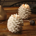 LED pinecone candles flameless warm white with remote and timer