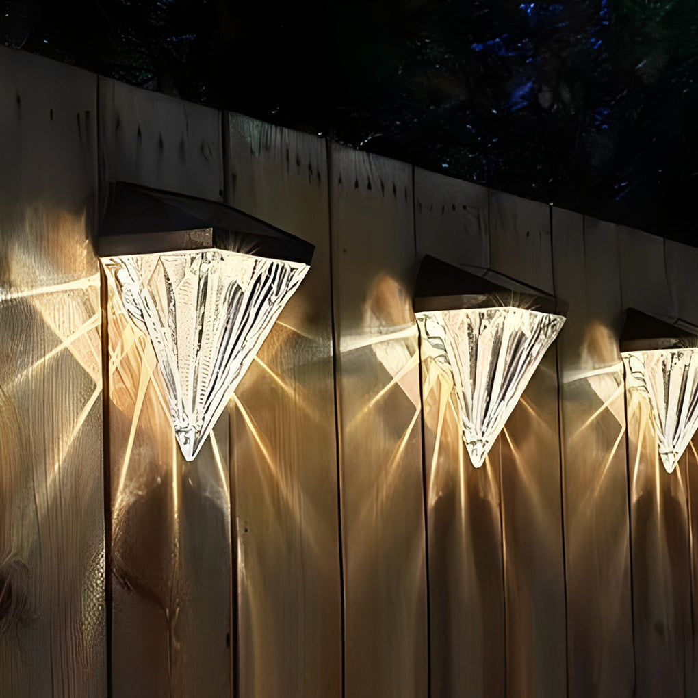 Solar wall lamp black LED waterproof geometric outdoor 2-pack