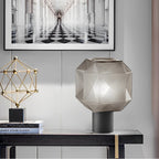 Table lamp with smoke gray glass shade, modern retro E27 1-light design