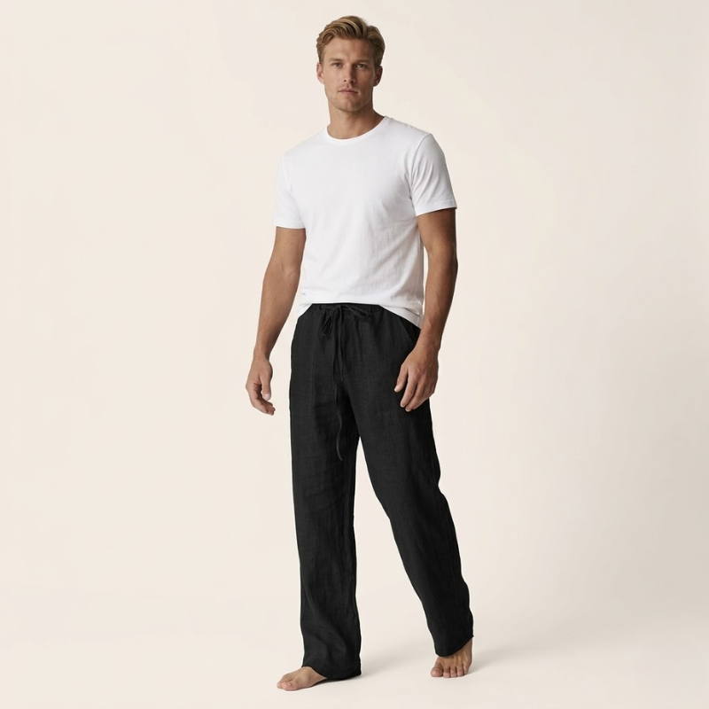 Men's linen trousers straight cut lightweight summer casual