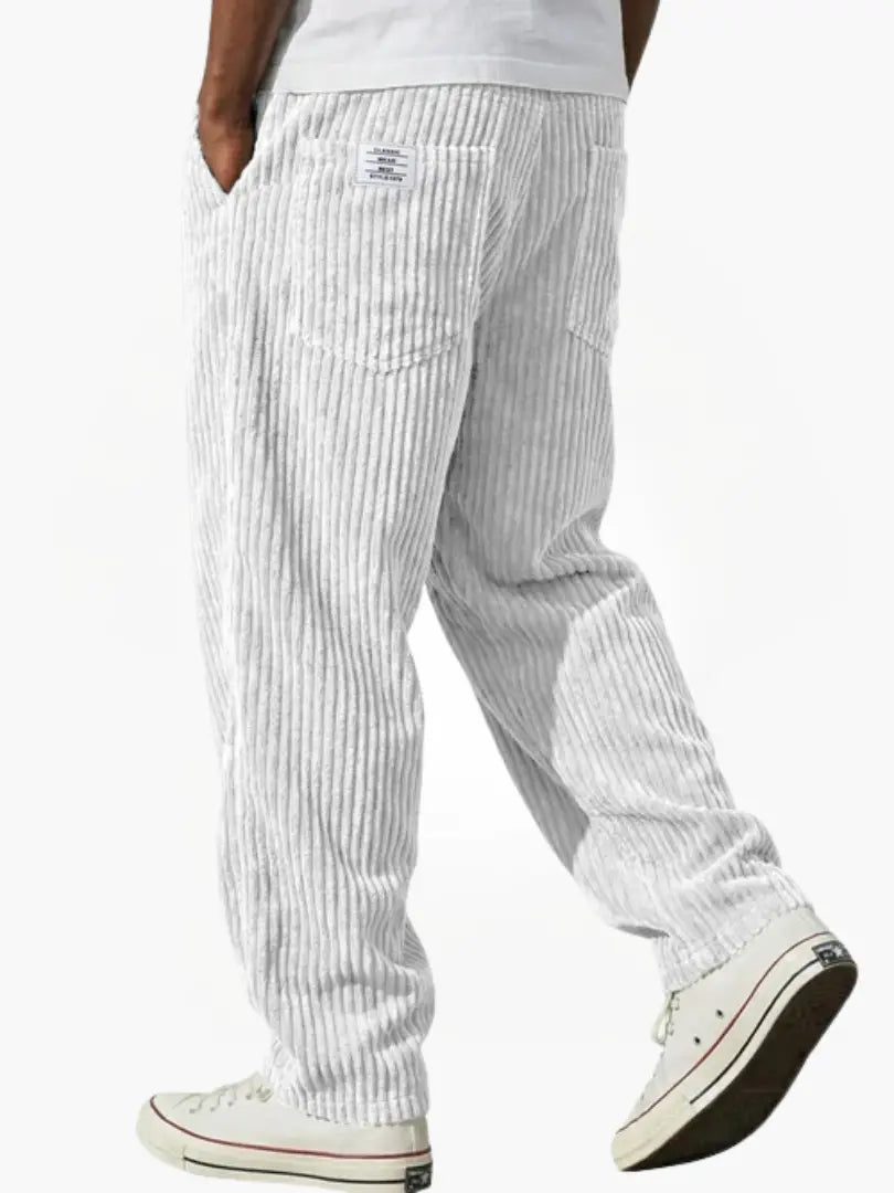 Men's corduroy drawstring trousers relaxed fit all-season smart casual