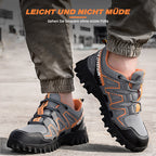Safety shoes with steel toe cap, anti-slip puncture-resistant sole, breathable mesh upper