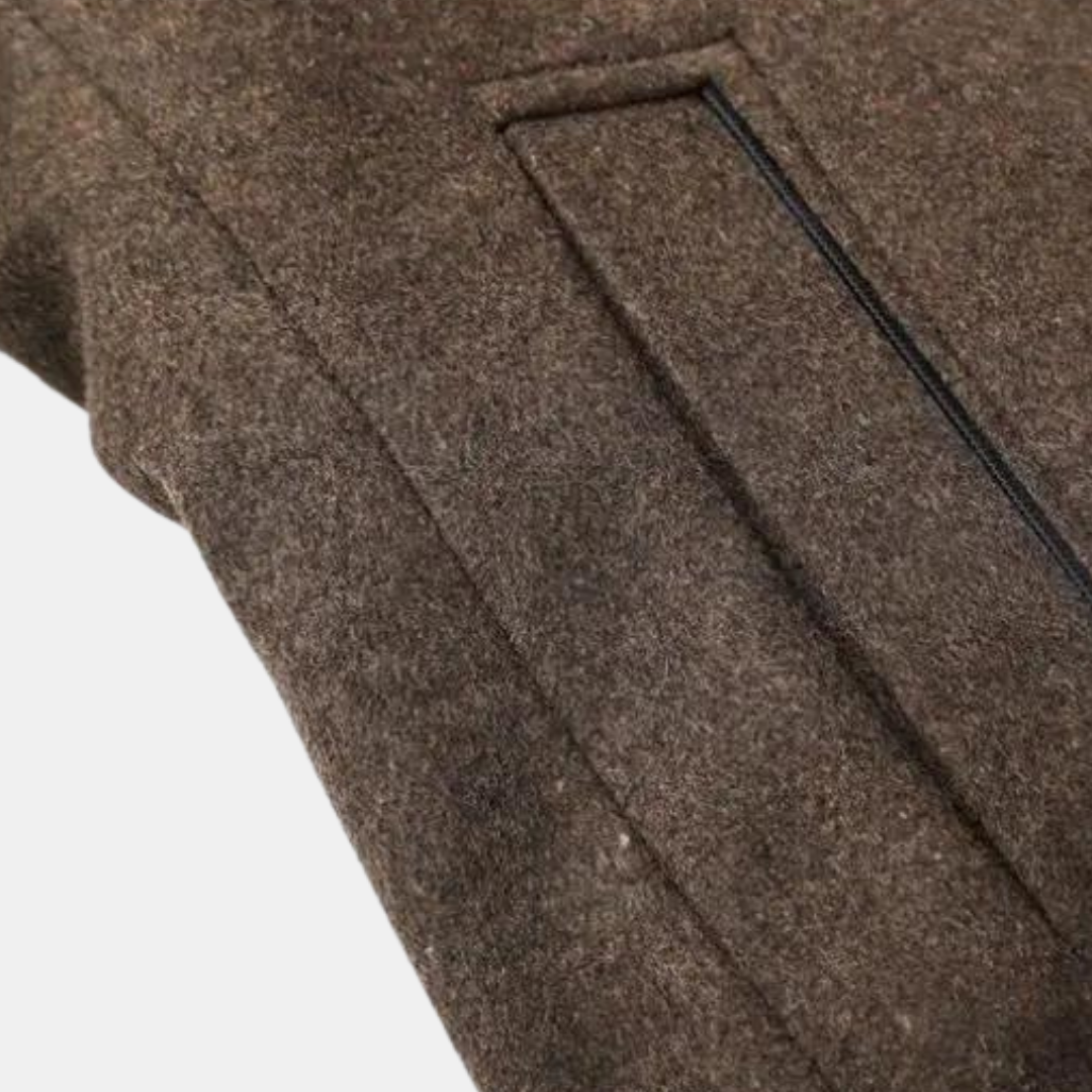 Men's wool coat with stand collar and quilted lining, autumn winter outerwear
