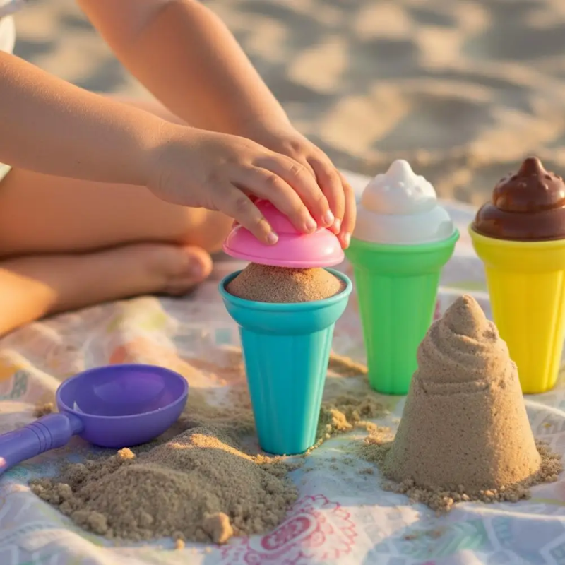 Sand play set beach ice cream molds creative outdoor kids toy ages 3 and up