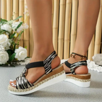 Women sandals buckle strap slip on flat lightweight breathable