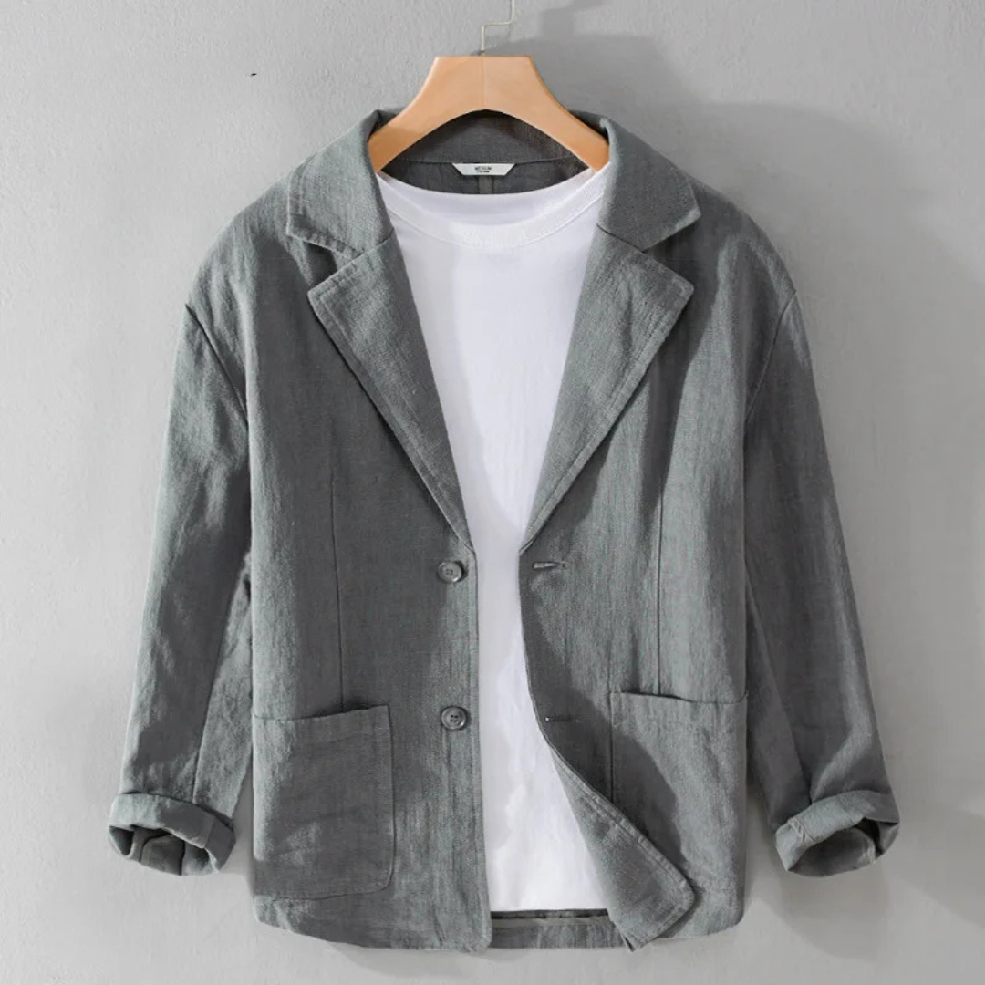 Men's linen blazer relaxed fit, breathable summer jacket