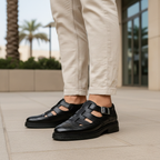Slip-On Sandals | Men's Leather, Breathable Fit | Non-Slip Sole