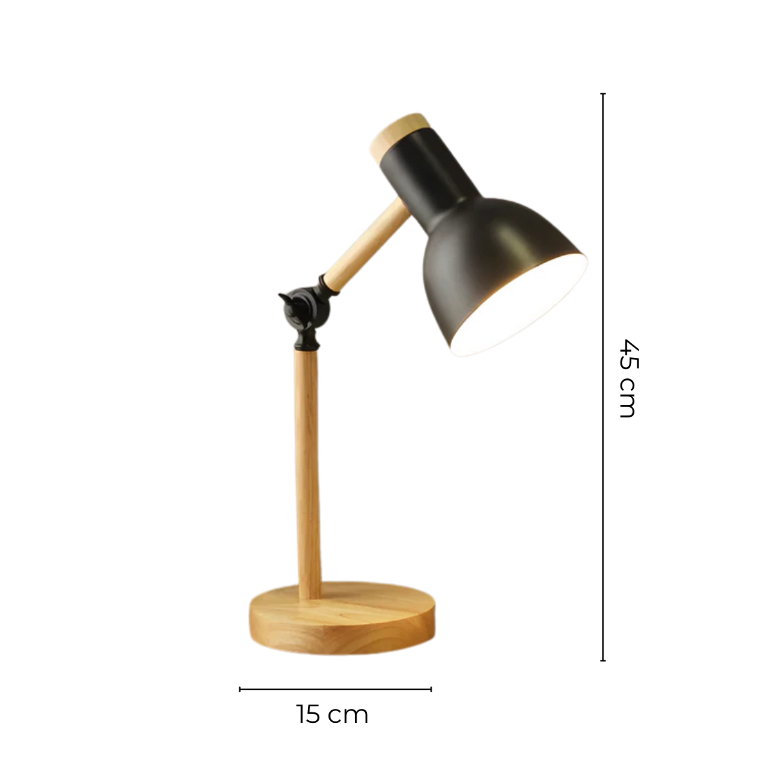 LED table lamp wood and metal adjustable arm E27 1-light modern design