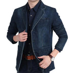 Men's blazer modern relaxed fit in light blue and dark blue, smart casual