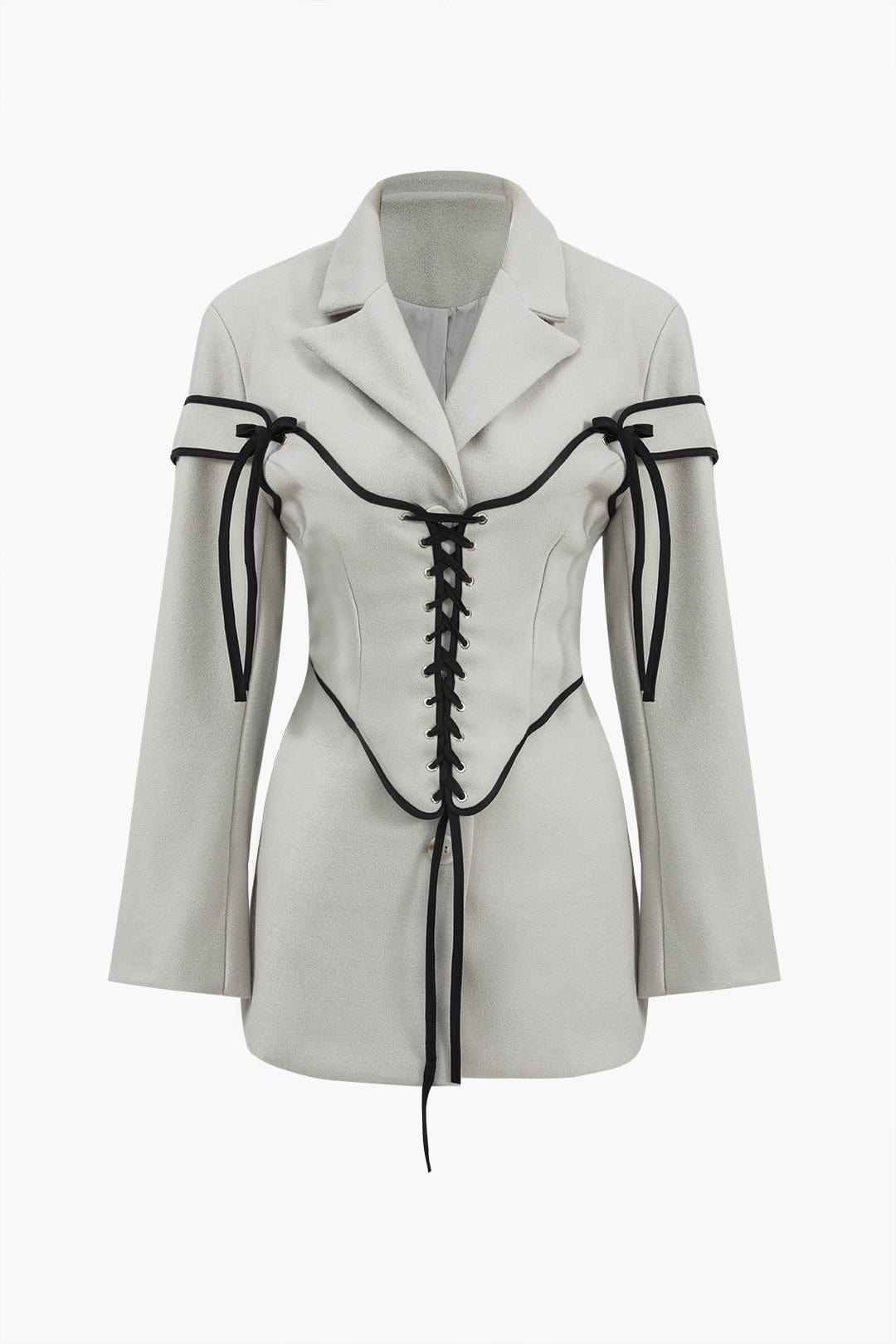 Women's blazer and corset two-piece set with lace-up detail, tailored silhouette