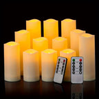 LED flameless candles ivory set of 12 with remote control and timer, waterproof