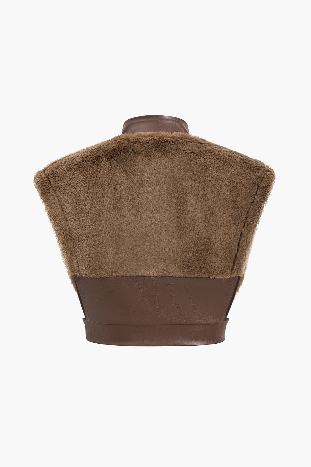 Faux leather co-ord set women's sleeveless top and mini skirt with faux fur trim