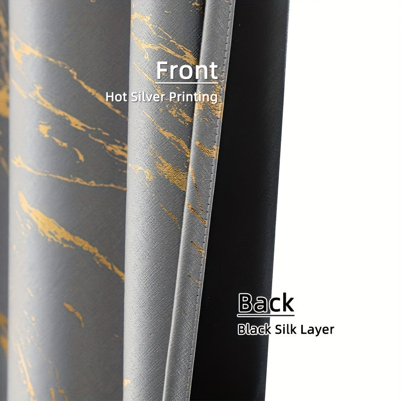 2 Pack Blackout Curtains Gold Foil Marble Grommet Top for Bedroom Living Room