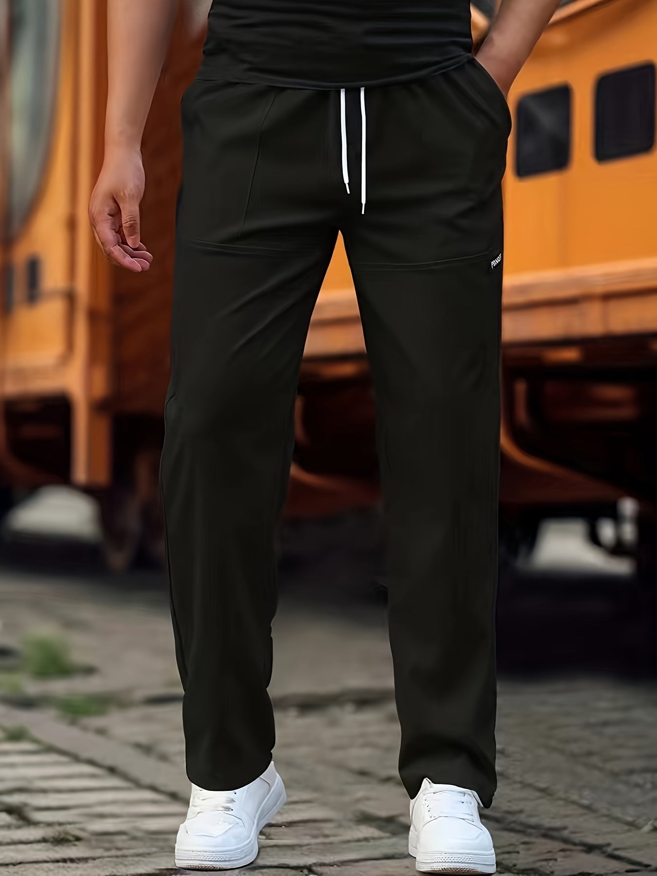 Men's jogger pants casual everyday trousers relaxed fit cotton blend
