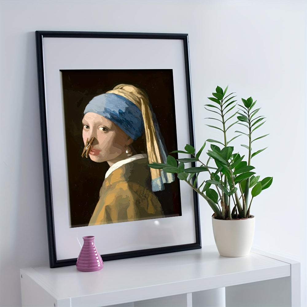 Funny bathroom wall poster, waterproof canvas, 15.7x11.4 inch