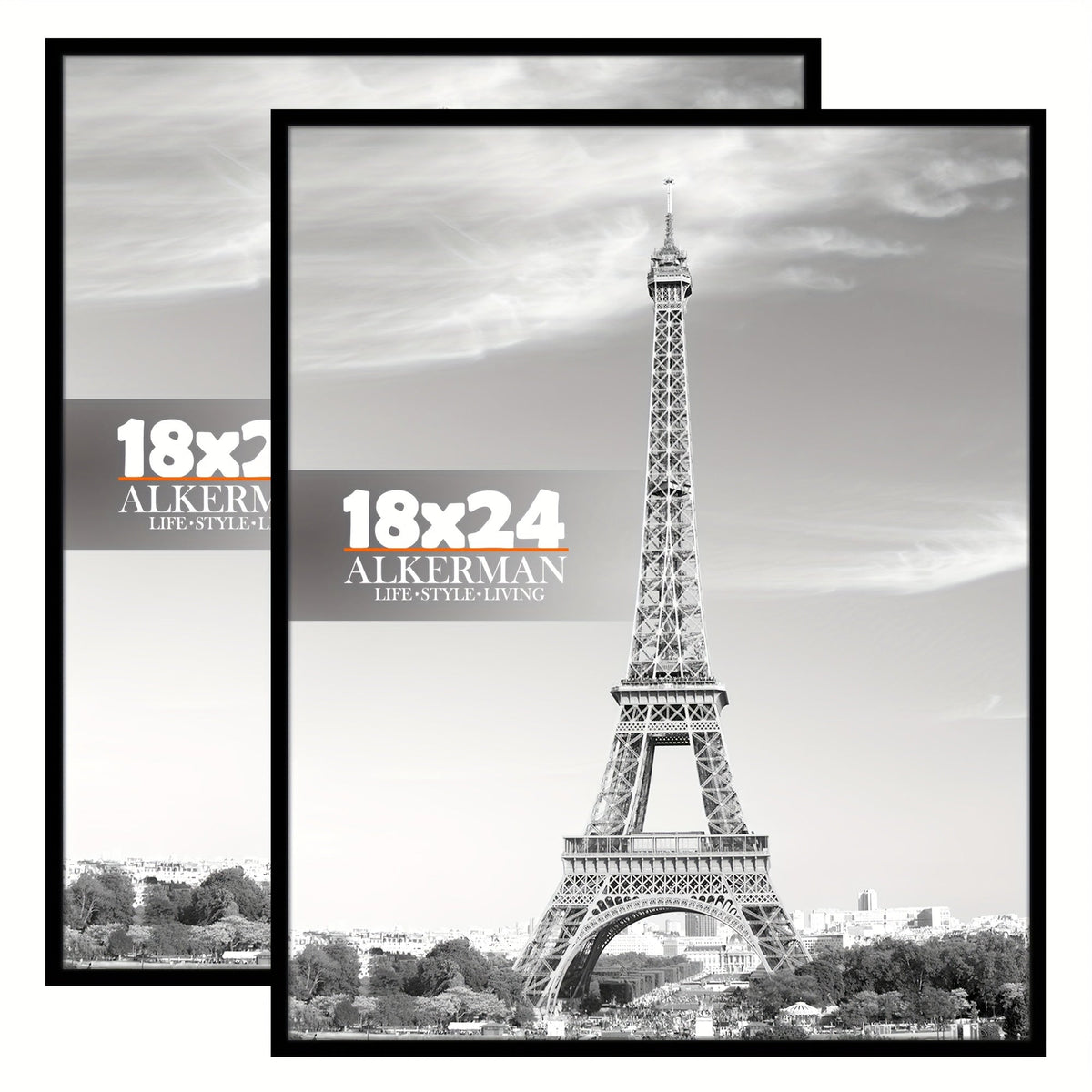 Black wall photo frames set of 2 for posters and artwork, vertical mounting
