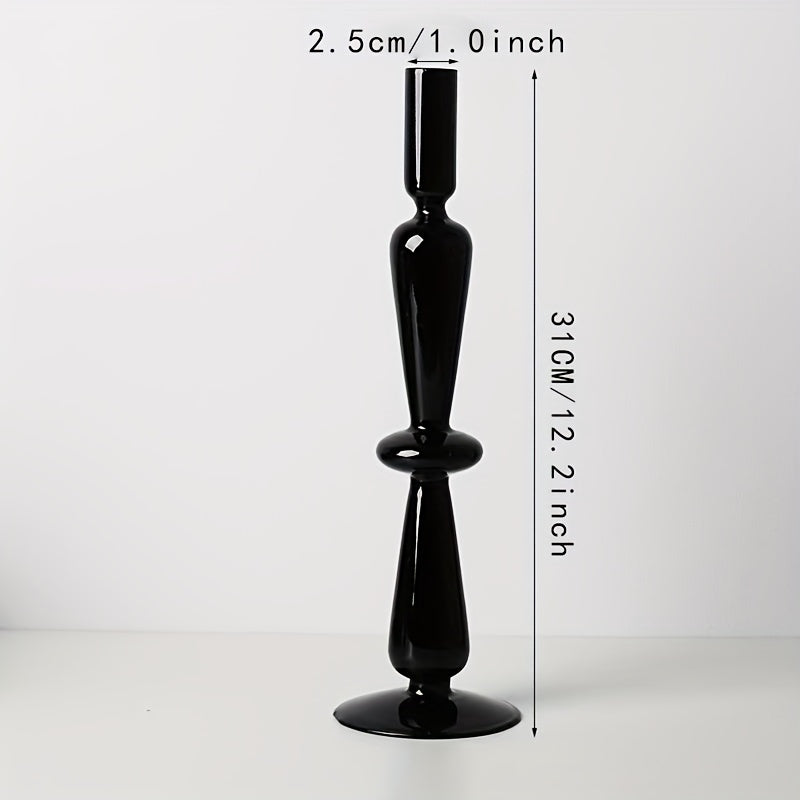 Glass candlestick set minimalist lacquered table decor for romantic dinner