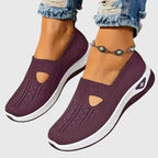 Women's orthopaedic slip-on shoes with knitted upper and thick cushioned sole