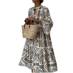 Women floral tunic midi dress relaxed fit lightweight fabric