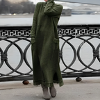 Women's winter knit midi dress with pockets and side slit, available in multiple colours