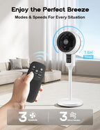 White pedestal fan with 3D oscillation and adjustable height, ultra-quiet 26 dB operation
