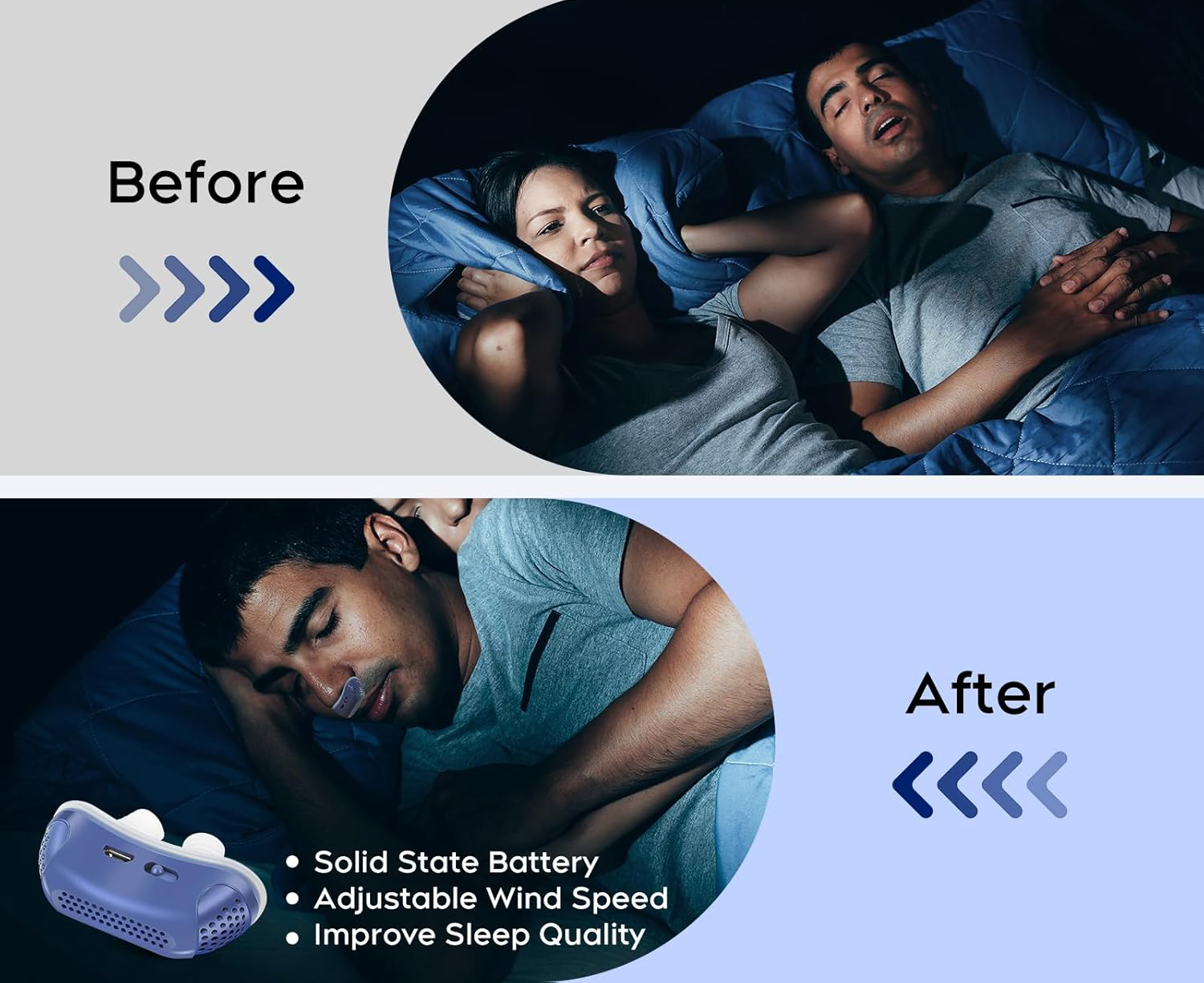 Portable sleep apnea device light green compact silent CPAP aid rechargeable