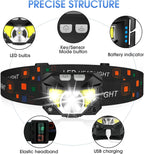 LED headlamp 2-pack rechargeable with motion sensor, 1200 lumen IPX4 waterproof