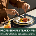 24-piece black stainless steel cutlery set for 4, including steak knives, matte black finish