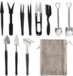 Succulent tool set 12-in-1 stainless steel with linen storage bag for indoor plants