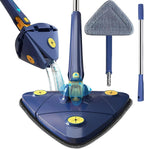 360 triangular spin mop with push-pull wringing and microfiber pad, extendable handle