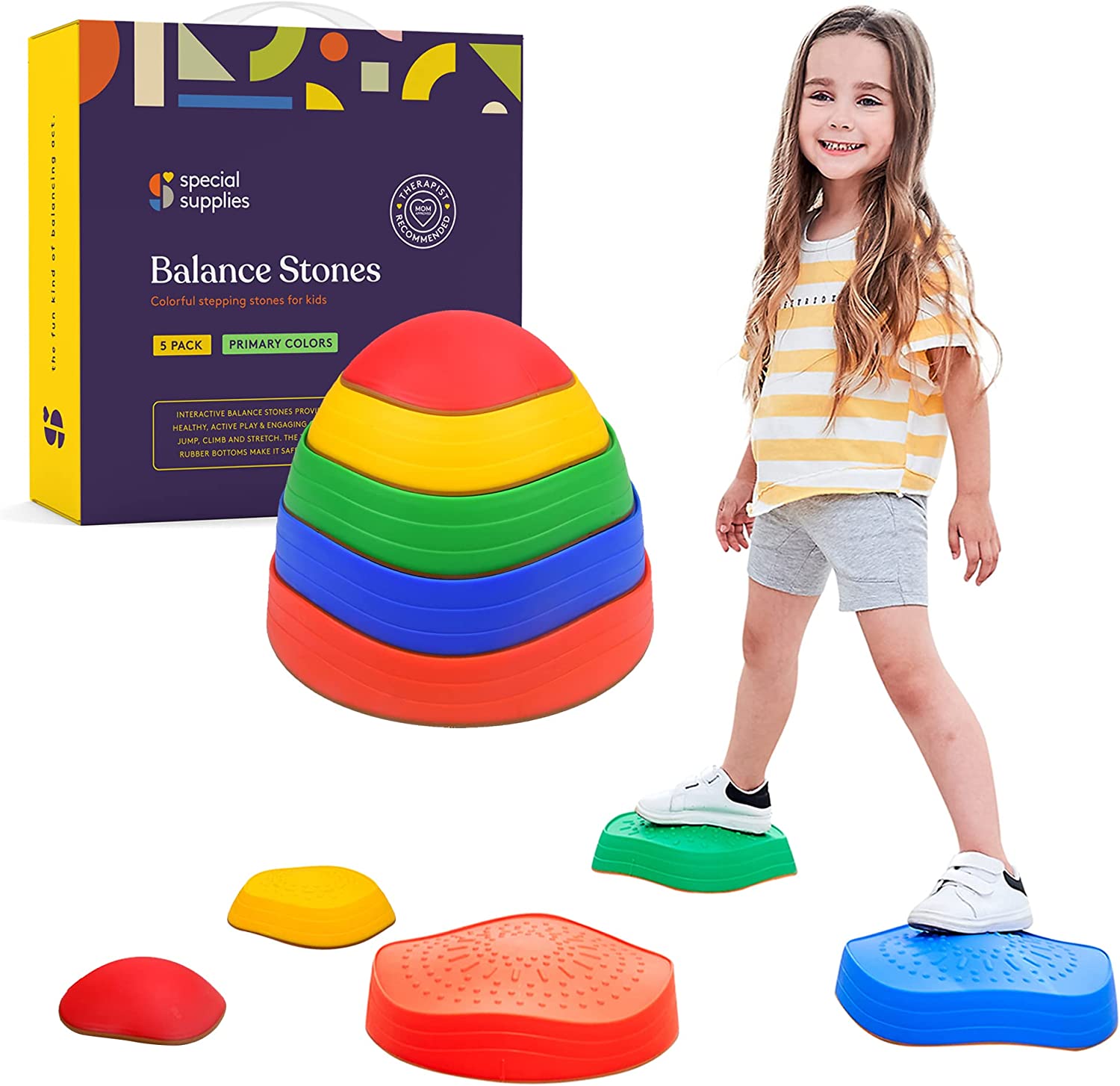 Balance stepping stones kids coordination toy ABS plastic indoor outdoor set of 5