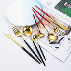 Cutlery set 24-piece gold and silver stainless steel luxury dining flatware