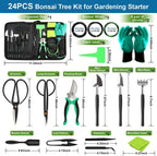 24 Piece Bonsai Tree Care Kit high carbon steel tools with carry bag