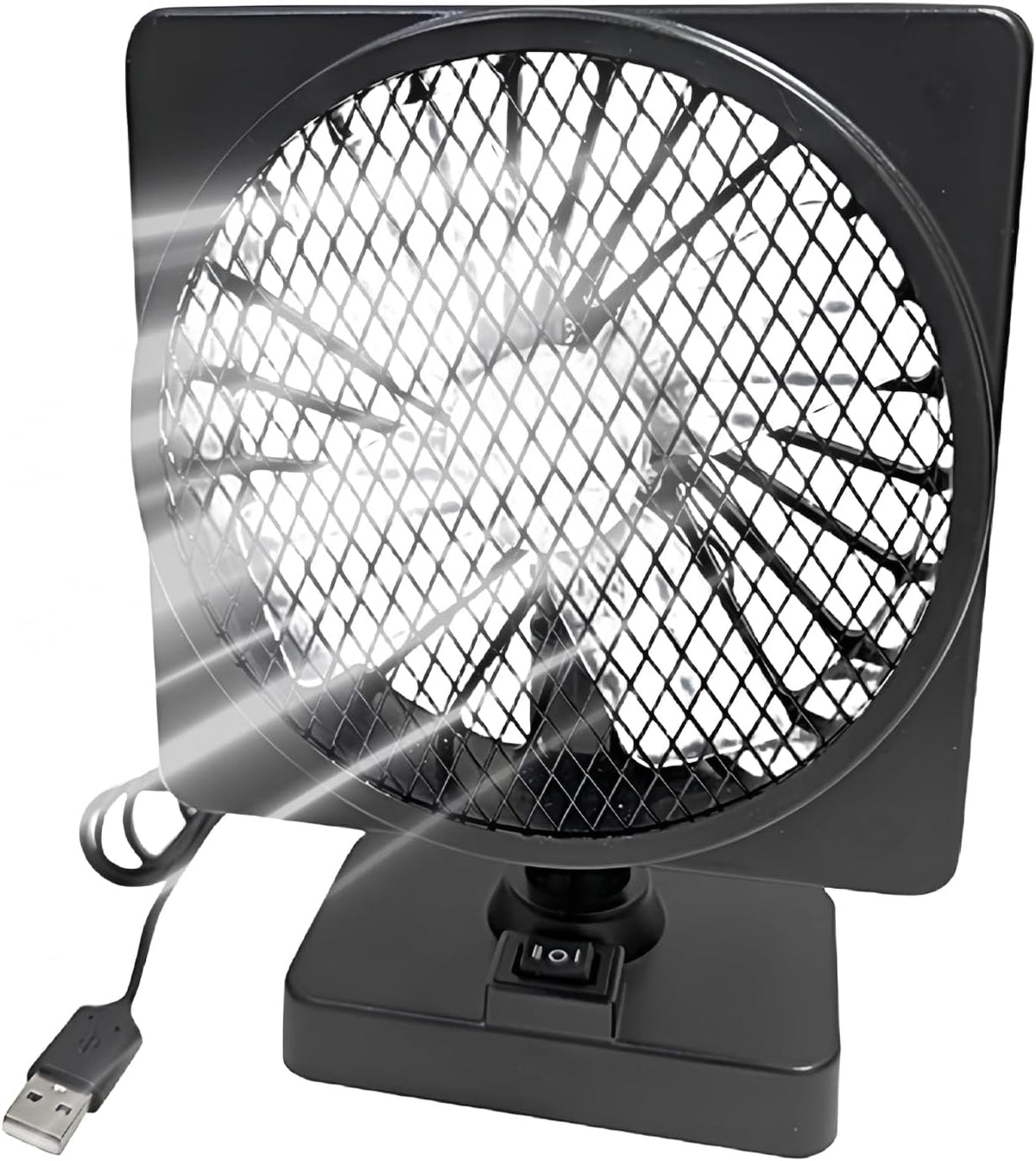 Car cooling fan 12V USB with 360° rotation, quiet brushless motor