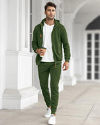 Men's tracksuit set slim fit, lightweight breathable pullover and trousers, casual sporty