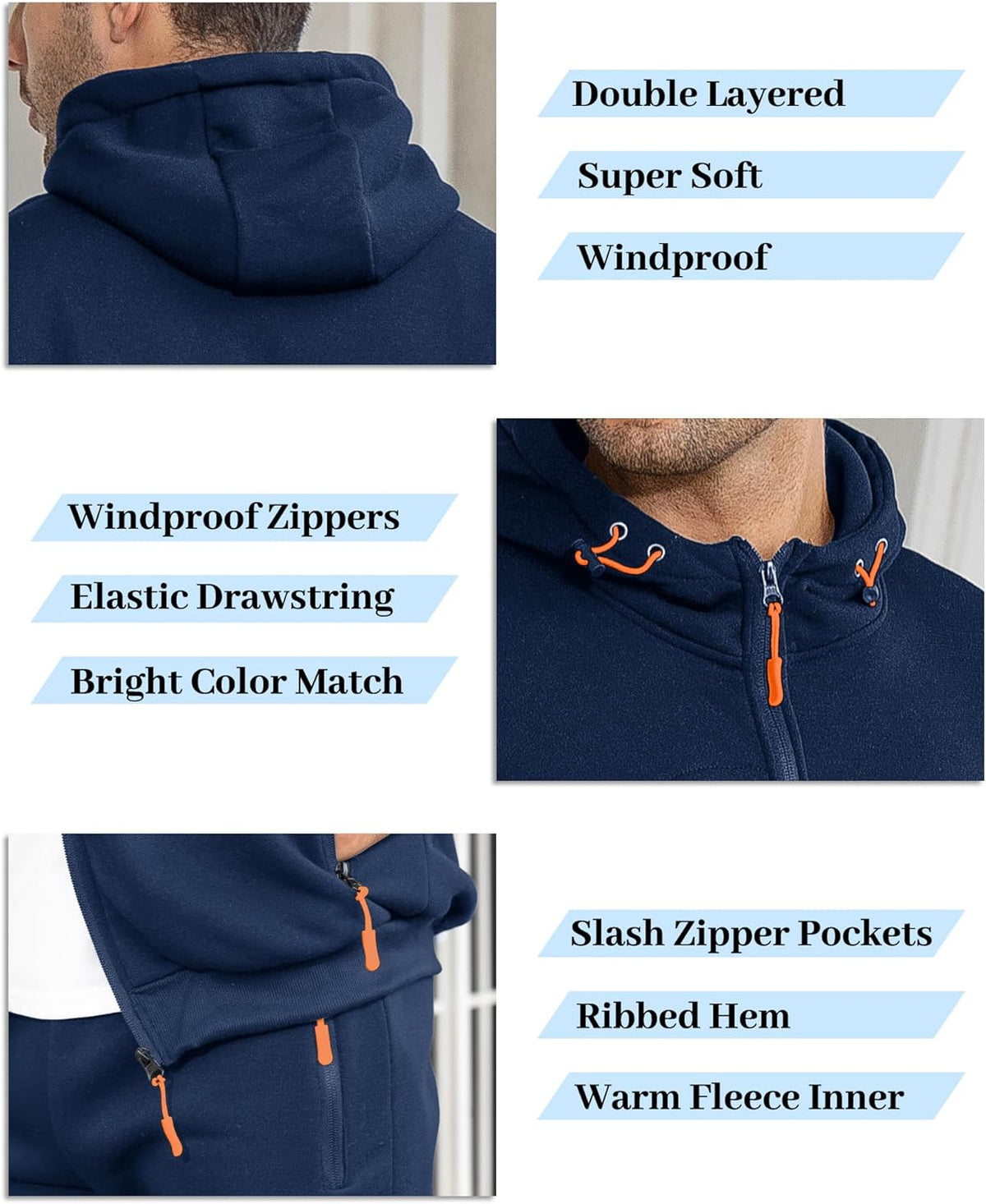 Men's tracksuit set slim fit, lightweight breathable pullover and trousers, casual sporty