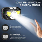 LED headlamp 2-pack rechargeable with motion sensor, 1200 lumen IPX4 waterproof