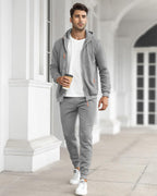 Men's tracksuit set slim fit, lightweight breathable pullover and trousers, casual sporty