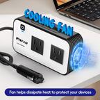 Car Power Inverter 200W DC 12V to 220V AC with USB-C and fast charge ports
