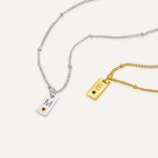 Initial tag necklace with birthstone gold plated personalised pendant
