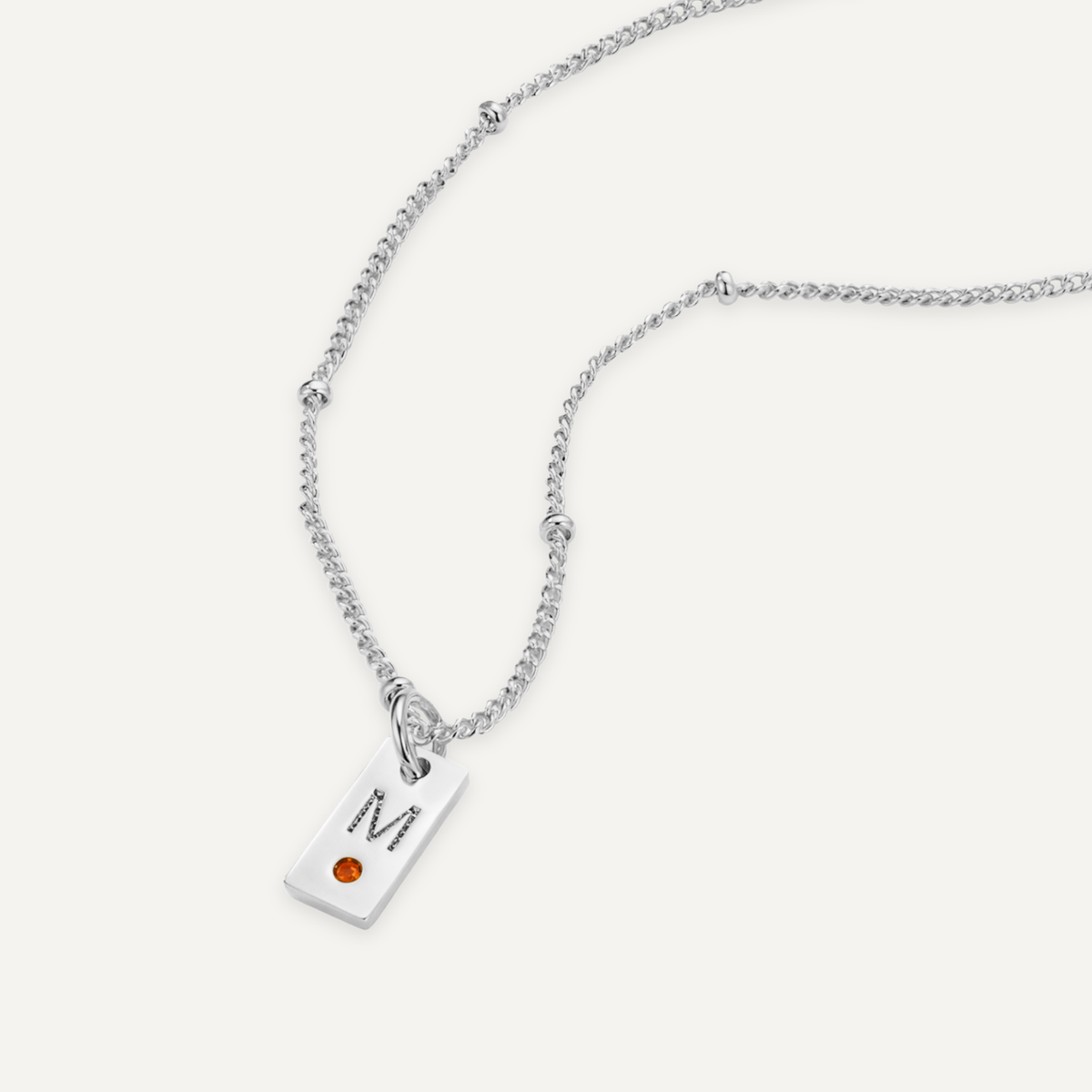 Initial tag necklace with birthstone gold plated personalised pendant