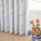 2 piece blackout curtains bronzing marble print ring top for bedroom and living room