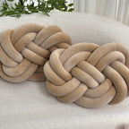 Plush button ball cushions set of 2, decorative knot design for sofa and bed