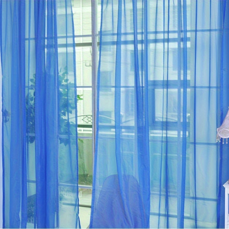 Floral voile curtains set of 2 transparent eyelet panels 200x100cm